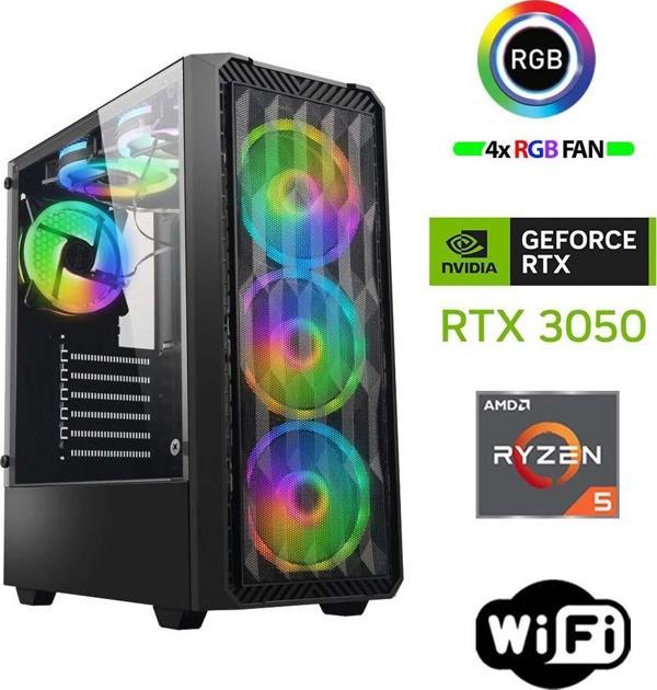 Xaser Armor X80 Ryzen 5 5500 32GB Ram 512GB M.2 NVMe SSD 6GB RTX3050 Masaüstü Oyuncu Bilgisayarı - Image 1