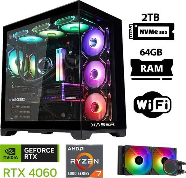 Xaser Sword X32 Pro Ryzen 7 5700X 64GB Ram 2TB M.2 NVMe SSD 8GB RTX4060 Sıvı Soğutmalı Oyuncu Bilgisayarı - Image 1