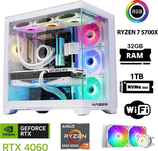 Xaser Sword X32 White Pro Ryzen 7 5700X 32GB Ram 1TB M.2 NVMe SSD 8GB RTX4060 Sıvı Soğutmalı Oyuncu Bilgisayarı - Image 1