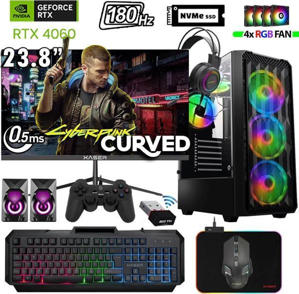 Xaser Thunder x430 Ryzen 5 7500F 32GB DDR5 Ram 2TB M.2 NVMe SSD 8GB RTX4060 23.8" 180Hz Oyuncu Bilgisayarı - Image 1