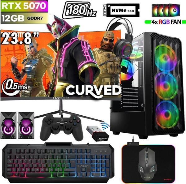 Xaser Thunder x570 Ryzen 7 7700 32GB DDR5 Ram 1TB M.2 NVMe SSD 12GB RTX5070 23.8" 180Hz Oyuncu Bilgisayarı - Image 1
