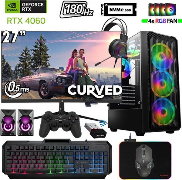 Xaser Thunder x590 Ryzen 7 7700 16GB DDR5 Ram 512GB M.2 NVMe SSD 8GB RTX4060 27" 180Hz Oyuncu Bilgisayarı - Image 1
