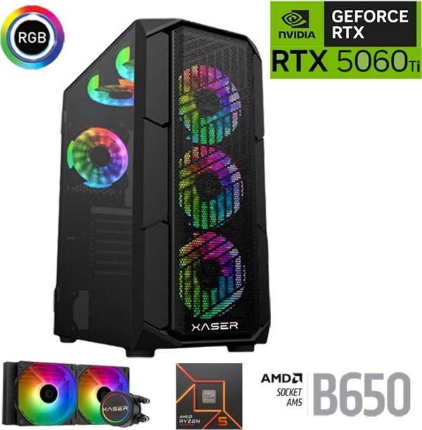 Xaser Thunder x700 Ryzen 5 7500F 16GB DDR5 Ram 1TB M.2 NVMe SSD 8GB RTX5060Ti Sıvı Soğutmalı Oyuncu Bilgisayarı - Image 1