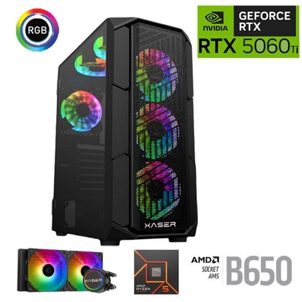 Xaser Thunder x710 Ryzen 5 7500F 32GB DDR5 Ram 1TB M.2 NVMe SSD 8GB RTX5060Ti Sıvı Soğutmalı Oyuncu Bilgisayarı - Image 1