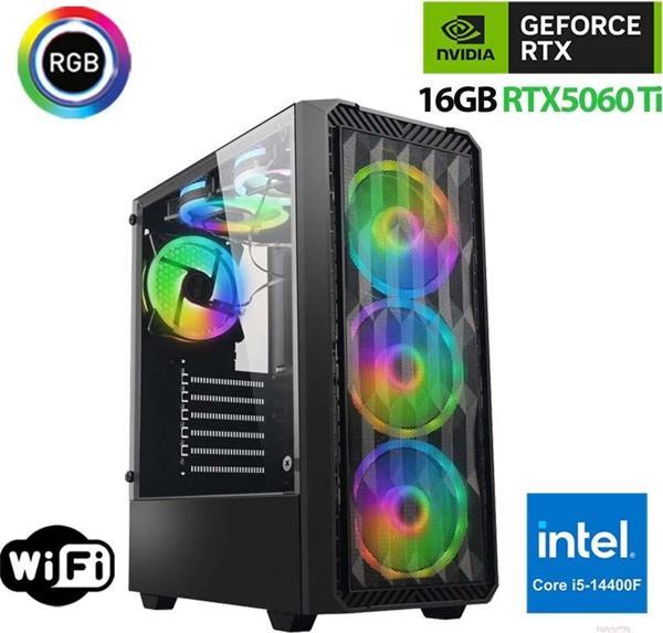 Xaser Thunder x720 i5 14400F 16GB DDR5 Ram 1TB M.2 NVMe SSD 16GB RTX5060 Ti Oyuncu Masaüstü Bilgisayarı - Image 1