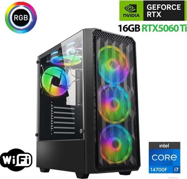 Xaser Thunder x740 i7 14700F 16GB DDR5 Ram 1TB M.2 NVMe SSD 16GB RTX5060 Ti Oyuncu Masaüstü Bilgisayarı - Image 1