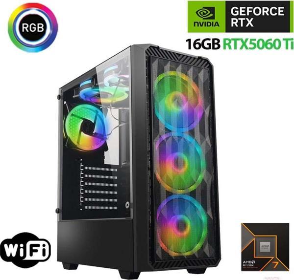 Xaser Thunder x840 Ryzen 7 7700 16GB DDR5 Ram 1TB M.2 NVMe SSD 16GB RTX5060 Ti Oyuncu Masaüstü Bilgisayarı - Image 1