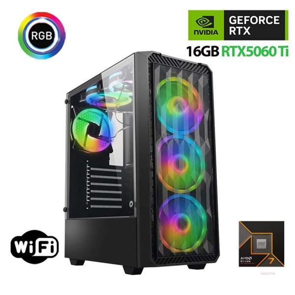 Xaser Thunder x850 Ryzen 7 7700 32GB DDR5 Ram 1TB M.2 NVMe SSD 16GB RTX5060 Ti Oyuncu Masaüstü Bilgisayarı - Image 1