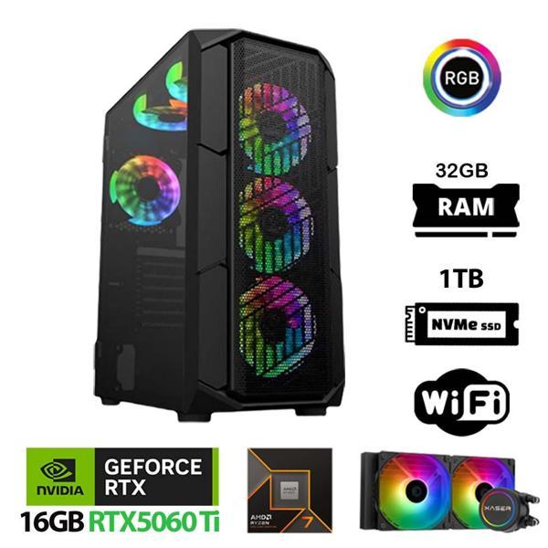 Xaser Thunder x890 Ryzen 7 9800X3D 32GB DDR5 Ram 1TB M.2 NVMe SSD 16GB RTX5060 Ti Sıvı Soğutmalı Oyuncu Bilgisayarı - Image 1