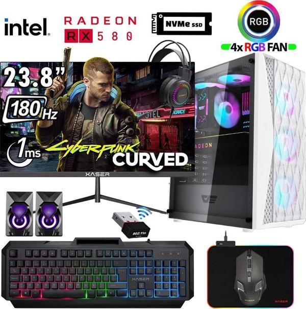 Xaser Xsr1209 i5 12400F 16GB Ram 512GB M.2 NVMe SSD 8GB RX580 256Bit 23.8" 180Hz Curved Oyuncu Bilgisayarı - Image 1