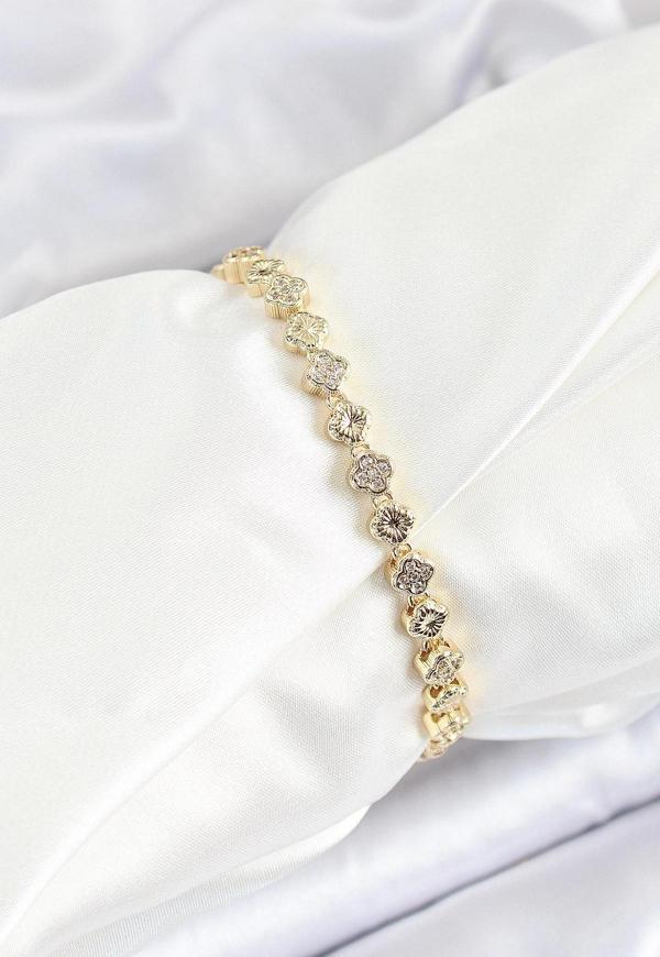 Pirinç Yonca Model Zirkon Taşlı Gold Renk VİP Seri Kadın Bileklik - Image 1