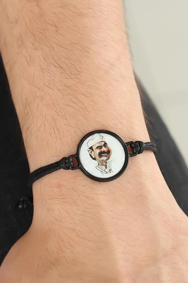 Siyah Renk Deri Ayarlamlı İpli Erdal Bakkal Erkek Bileklik - Image 1