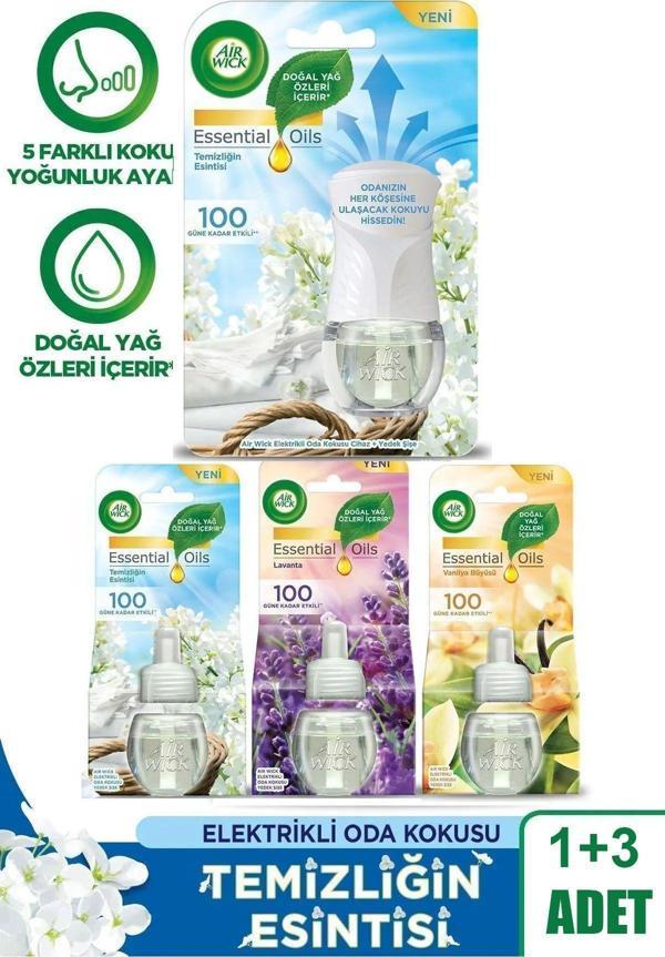 Air Wick Elektrikli Oda Kokusu Seti Temizliğin Esintisi (1 Kit 3 Yedek) - Image 1