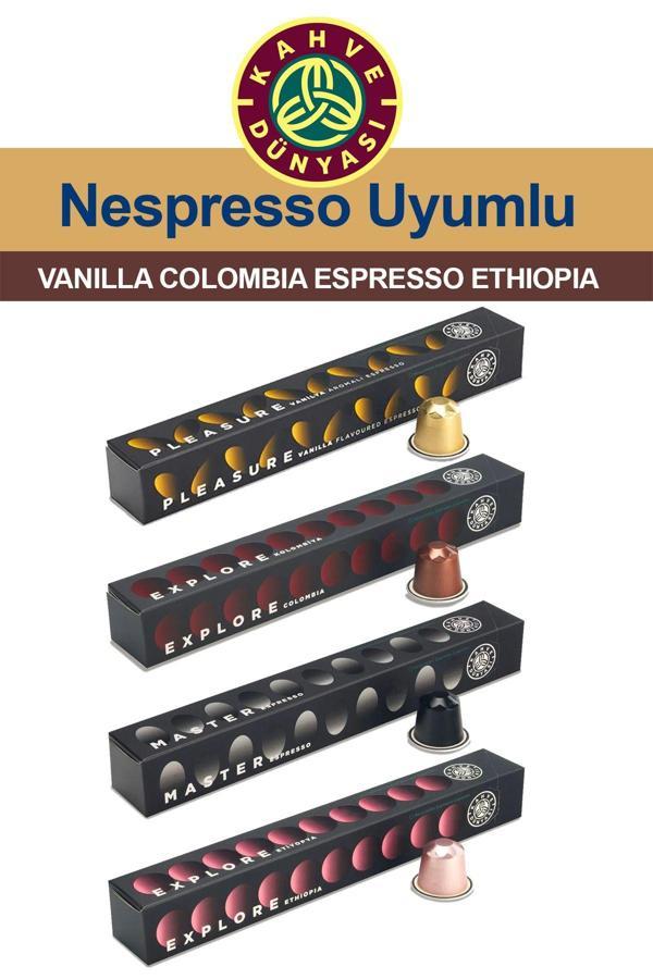 Kahve Dünyası Nespresso Vanilyalı Kapsül Kahve Tadım Seti Vanilya Colombia Espresso Ethiopia 4X10 - Image 1
