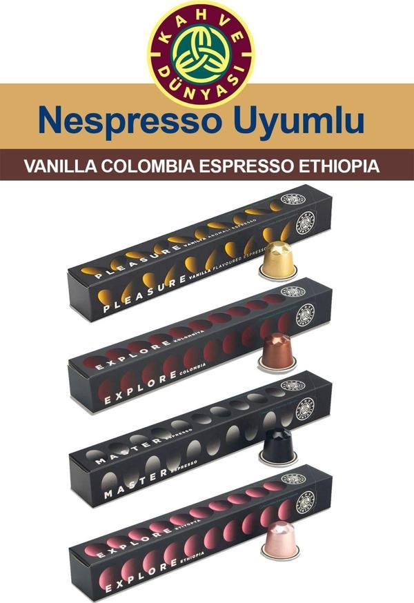 Kahve Dünyası Nespresso Vanilyalı Kapsül Kahve Tadım Seti Vanilya Colombia Espresso Ethiopia 4X10 - Image 1
