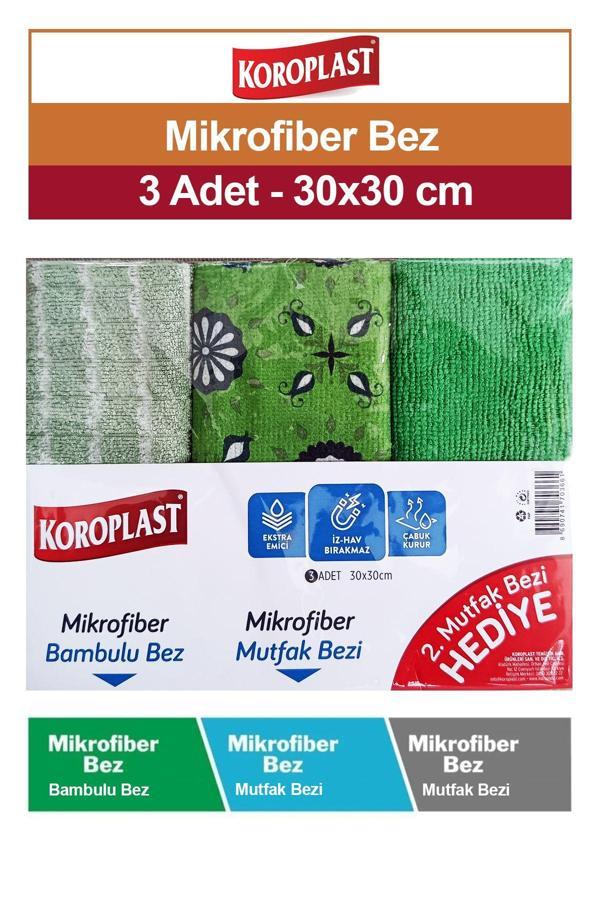 Koroplast Mikrofiber Bambu Bez Ve Mutfak Bezi 30X30 Cm 3 Adet - Image 1