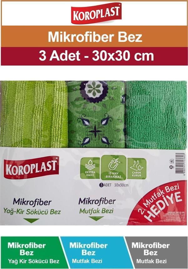 Koroplast Mikrofiber Yağ Kir Sökücü Ve Mutfak Bezi 30X30 Cm 3 Adet - Image 1