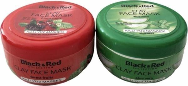 Black & Red Aloe Vera Ve Orman Meyveli Killi Yüz Maskesi 400 Gr 2 Adet - Image 1