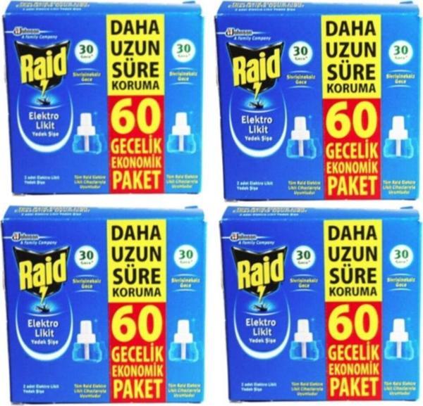Raid 4 Paket Elektro Likit Sinek Kovucu 2'Li 60 Gece Yedek Kutu Priz Aparatı Içermez - Image 1