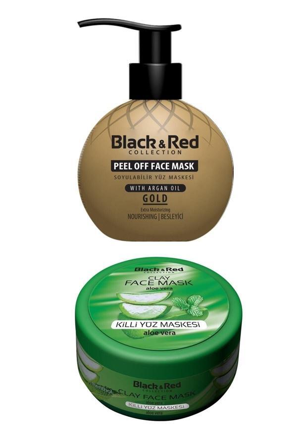 Black & Red Soyulabilir Altın Yüz Maskesi Besleyici 250 Ml - Killi Yüz Maskesi Aloe Vera 400 Gr - Image 1