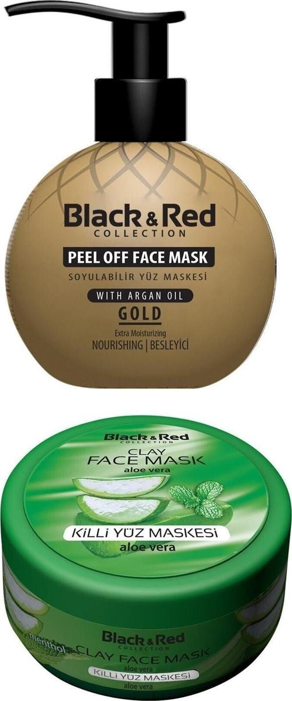 Black & Red Soyulabilir Altın Yüz Maskesi Besleyici 250 Ml - Killi Yüz Maskesi Aloe Vera 400 Gr - Image 1