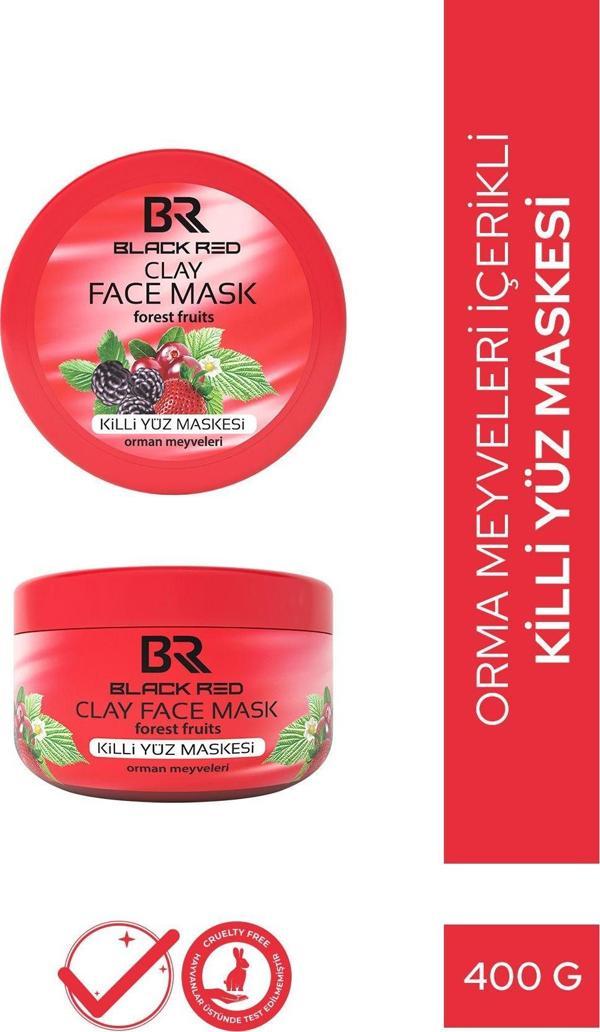 Black & Red Br Kil Maskesi C Vitaminli Ve Gözenek Temizleyici Yüz Maskesi Orman Meyveli Killi Yüz Maskesi - 400G - Image 1