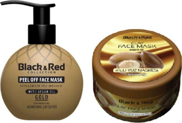 Black & Red Siyah Noktalara Karşı Soyulabilir Gold Yüz Maskesi 250 Ml Ve Killi Yüz Maskesi (Argan Yağlı) 400 Gr - Image 1