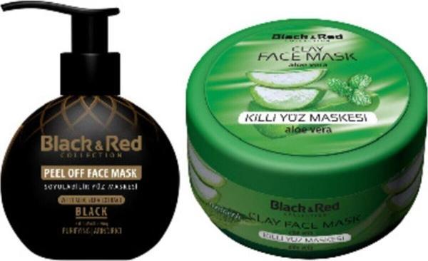 Black & Red Siyah Noktalara Karşı Soyulabilir Siyah Yüz Maskesi 250Mll Ve Killi Yüz Maskesi Aloe Vera 400 Gr - Image 1