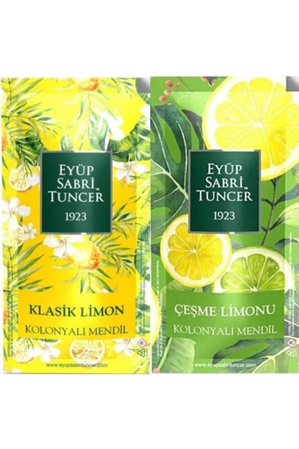 Eyüp Sabri Tuncer Klasik Limon Ve Çeşme Limonu 50 Adet Kolonyalı Mendil (25+25) 2 Li Set - Image 1