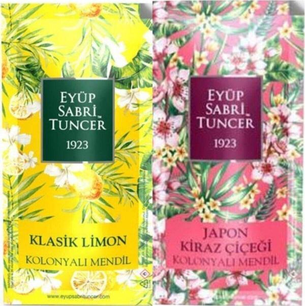 Eyüp Sabri Tuncer Klasik Limon Ve Japon Kiraz Çiçeği 50 Adet Kolonyalı Mendil (25+25) 2 Li Set - Image 1
