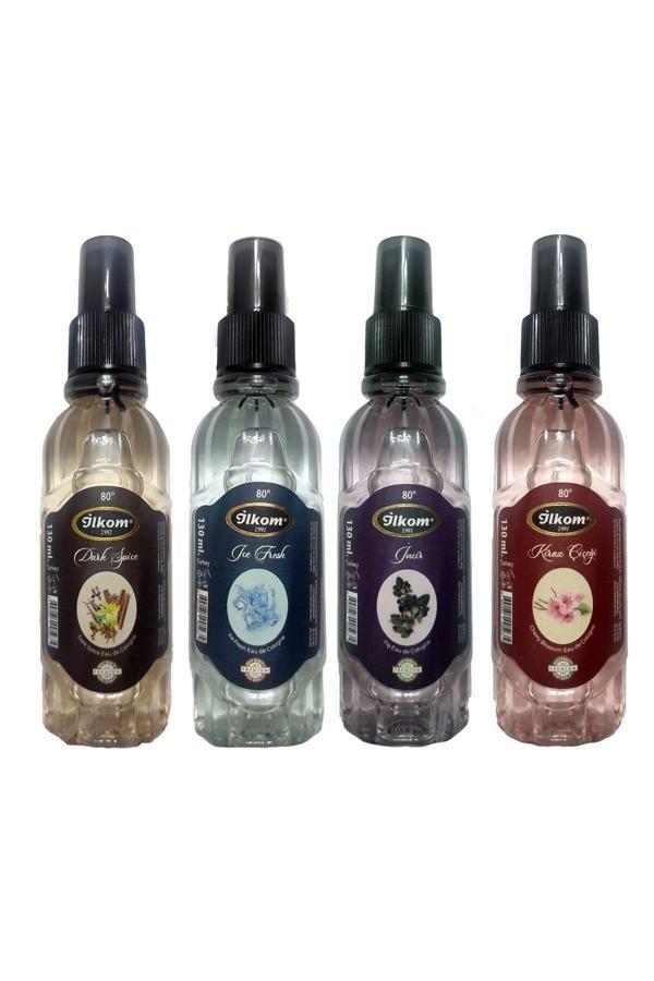 İlkom Dark, Ice, İncir, Kiraz Kolonya Seti 80 Derece 4X130 Ml Spreyli - Image 1