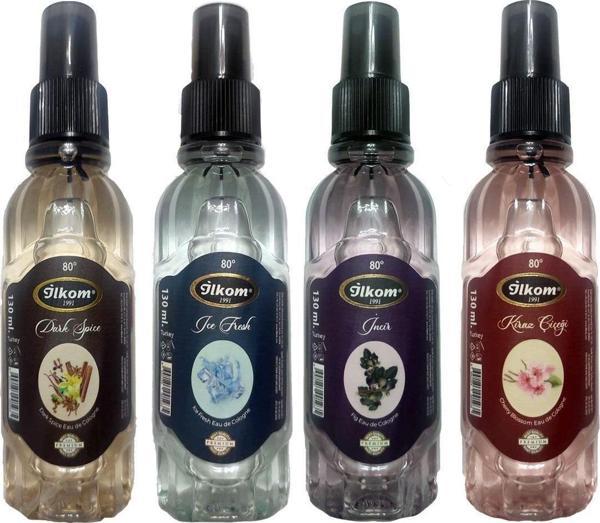 İlkom Dark, Ice, İncir, Kiraz Kolonya Seti 80 Derece 4X130 Ml Spreyli - Image 1