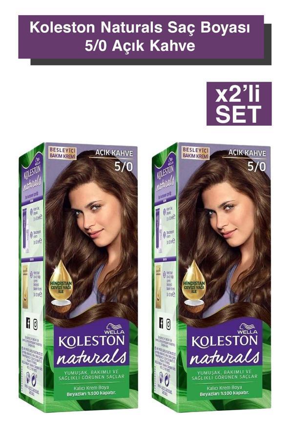 Wella Koleston Naturals Saç Boyası 5/0 Açık Kahve X2'Li Set - Image 1
