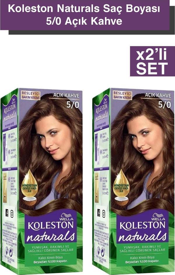 Wella Koleston Naturals Saç Boyası 5/0 Açık Kahve X2'Li Set - Image 1