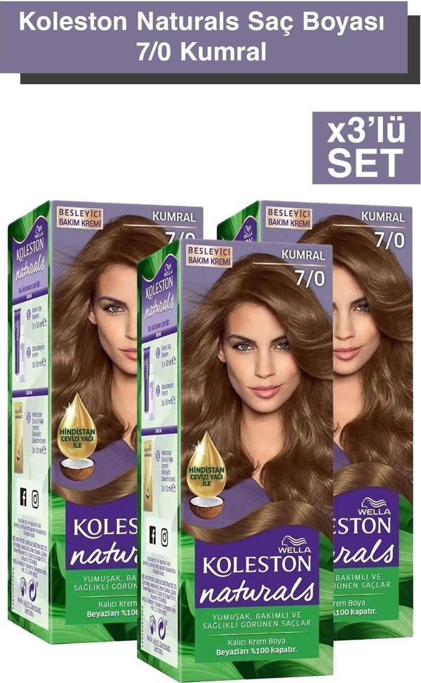 Wella Koleston Naturals Saç Boyası 7/0 Kumral X3'Lü Set - Image 1