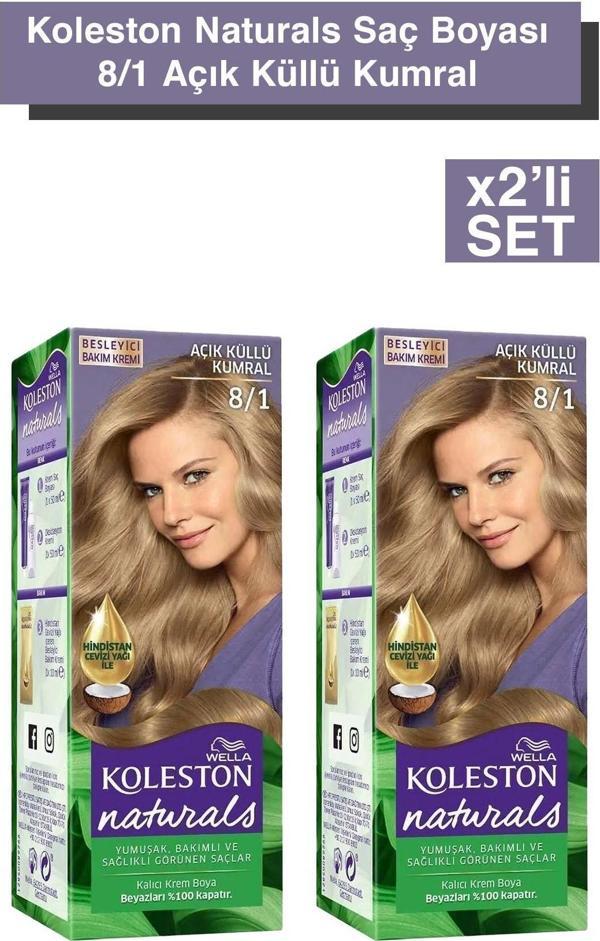 Wella Koleston Naturals Saç Boyası 8/1 Açık Küllü Kumral X2 - Image 1