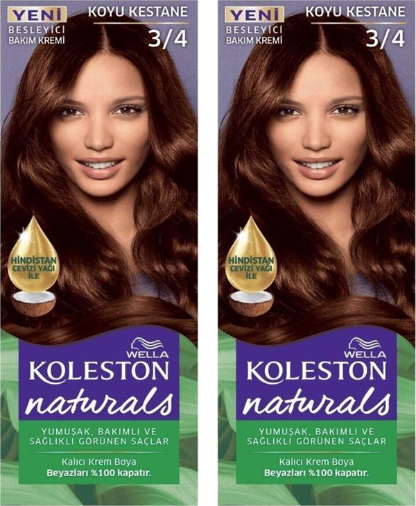 Wella Koleston Saç Boyası Naturals 3/4 Koyu Kestane X 2 Adet - Image 1