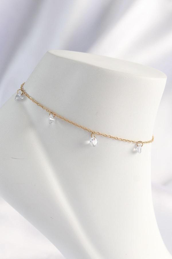 316L Çelik Gold Renk Zirkon Taşlı Halhal - Image 1