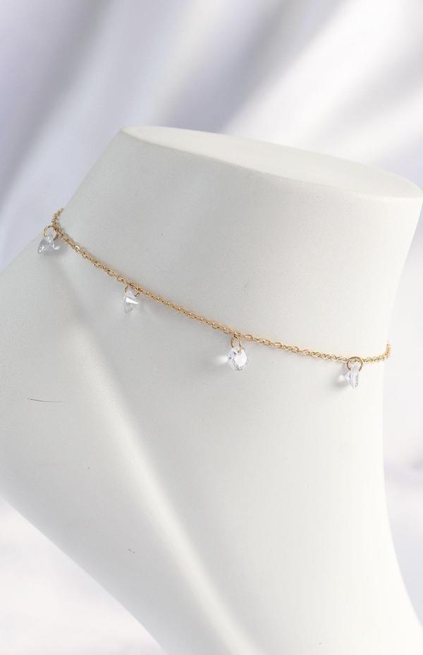 316L Çelik Gold Renk Zirkon Taşlı Halhal - Image 1