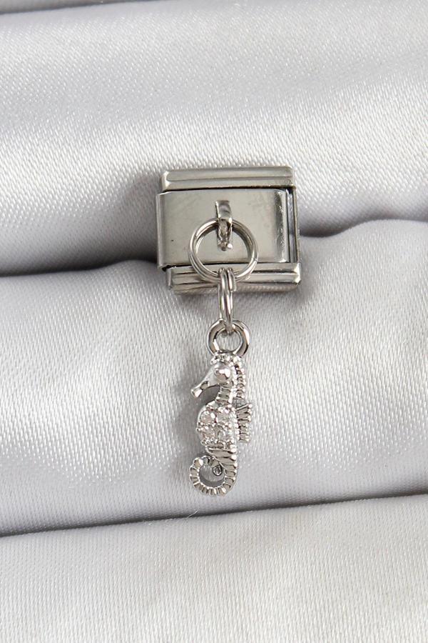 316L Çelik Sallantılı Deniz Atı Model Gümüş Renk Nomination Charm - Image 1