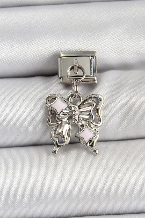 316L Çelik Sallantılı Fiyonk Model Gümüş Renk Nomination Charm - Image 1