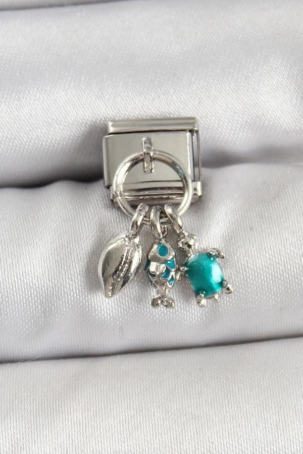 316L Çelik Sallantılı Zirkon Taşlı Deniz Temalı Çoklu Model Gümüş Renk Nomination Charm - Image 1
