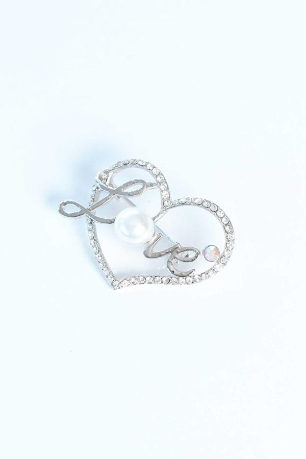 Zirkon Taşlı Metal Broş - Image 1