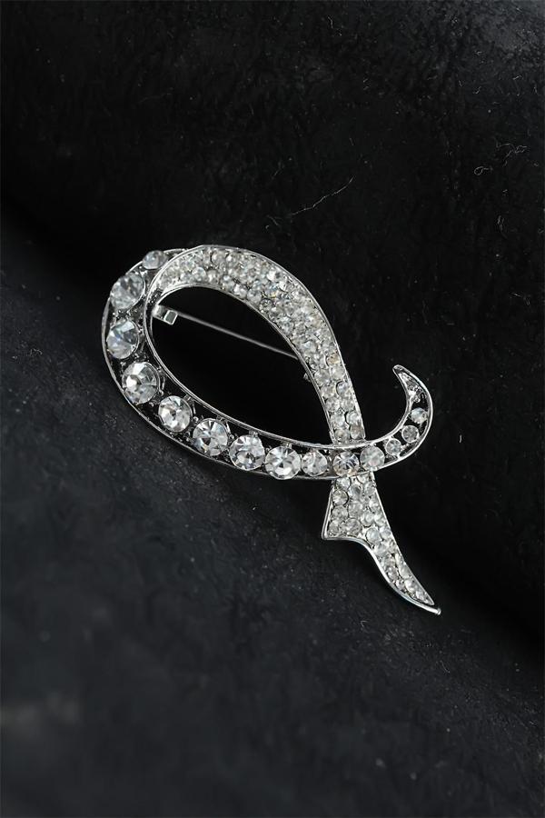 Zirkon Taşlı Metal Broş - Image 1