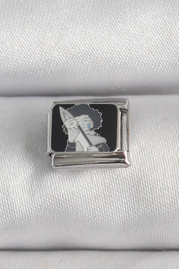 316L Çelik Gümüş Renk Siyah İşlemeli Portre Model Nomination Charm - Image 1