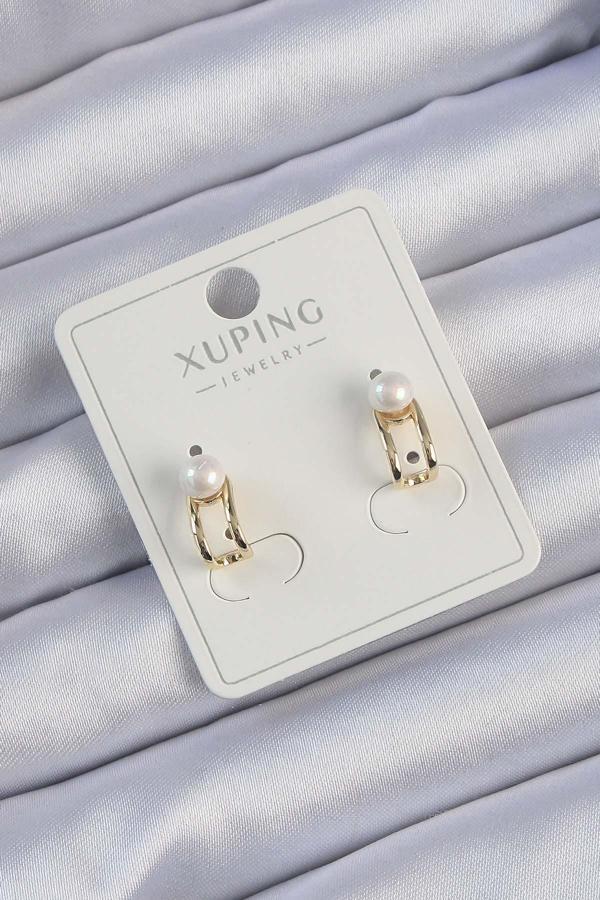 Xuping Gold Renk İnci Taşlı Halka Küpe - Image 1