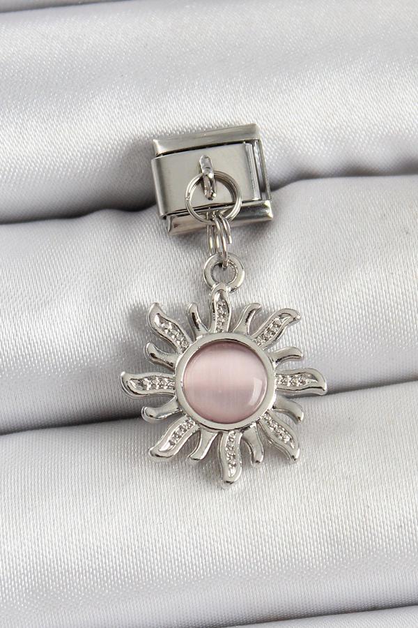 316L Çelik Sallantılı Zirkon Taşlı Güneş Model Gümüş Renk Nomination Charm - Image 1