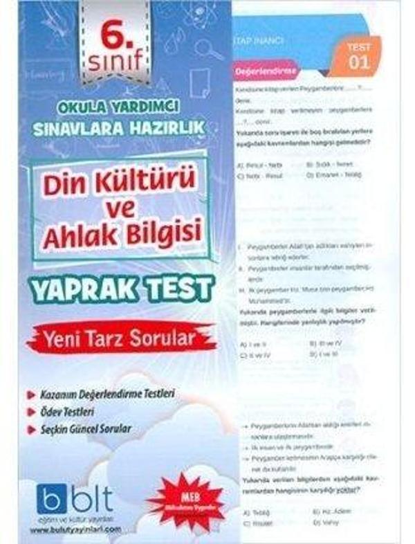 Bulut Eğitim Yayınları  6. Sınıf Din Kültürü ve Ahlak Bilgisi Yaprak Test - Bulut Eğitim ve Kültür Yayınları - Image 1