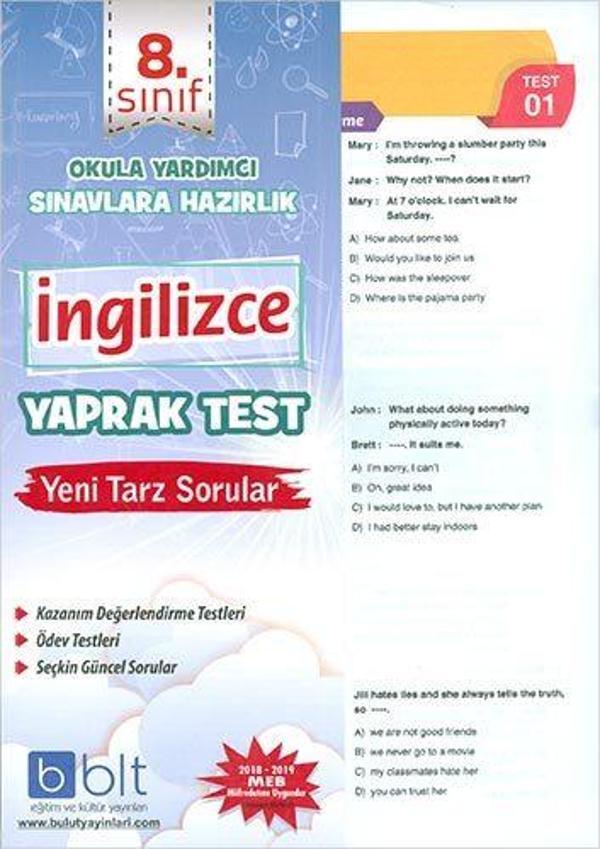 Bulut Eğitim Yayınları  8. Sınıf İngilizce Yaprak Test - Bulut Eğitim ve Kültür Yayınları - Image 1