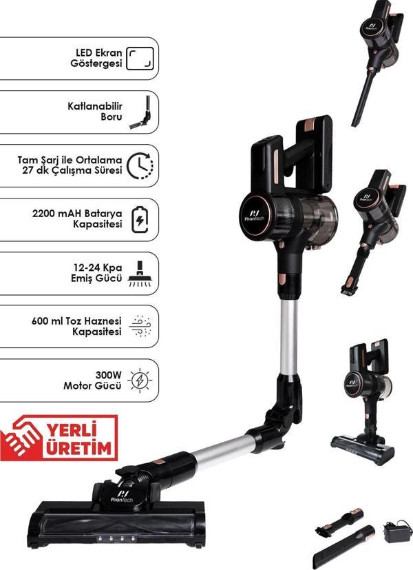 ES411 LED Ekranlı Katlanabilir Yüksek Emiş Güçlü Dikey Şarjlı Süpürge - Image 1